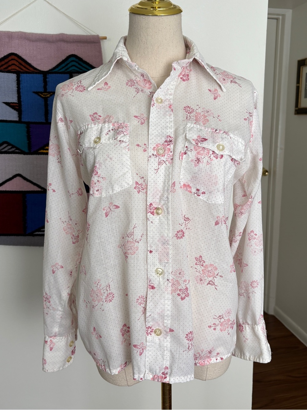VTG 70s Levi’s Button Up with Retro Floral and Butterfly Print